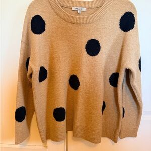Madewell Polka Dot Wool Blend Sweater – Medium – Camel/Black